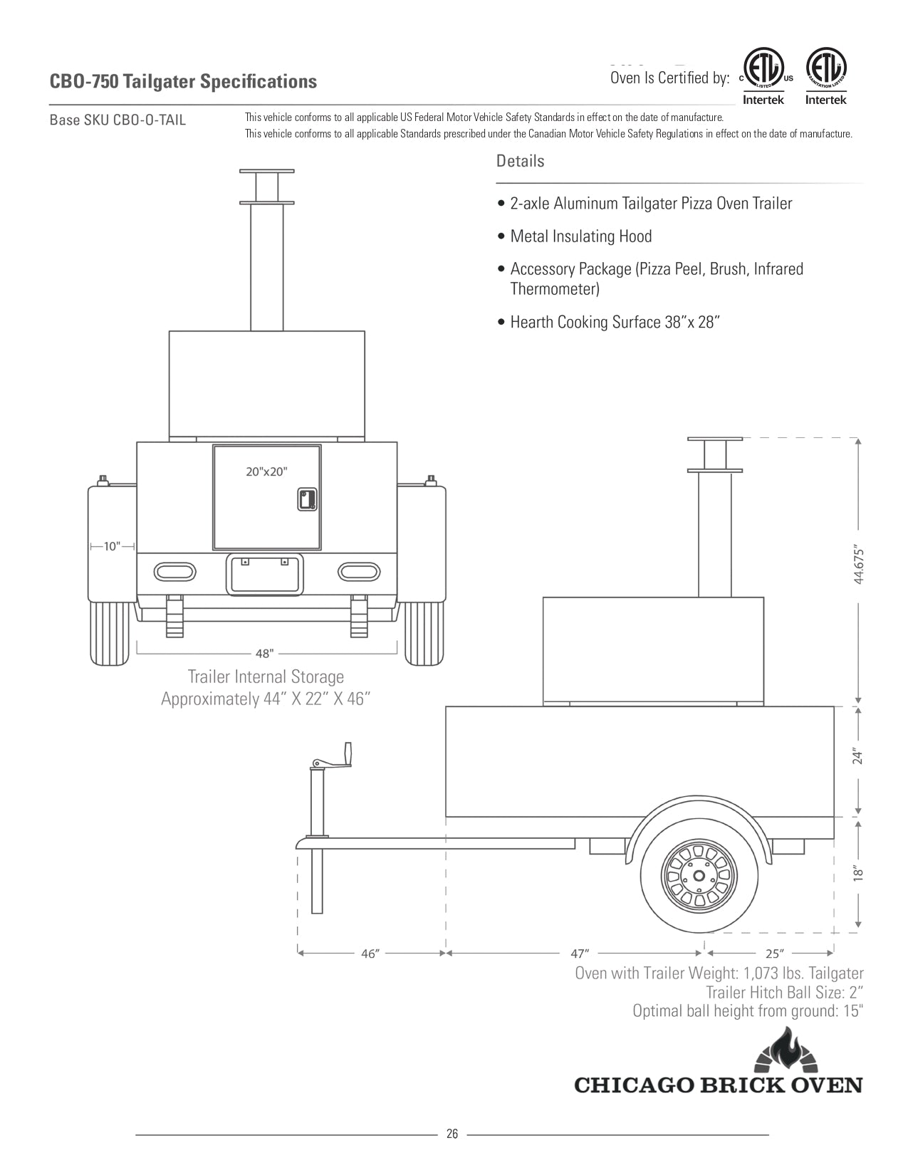 Chicago Brick Oven CBO-750 Tailgater Wood Fired Pizza Oven