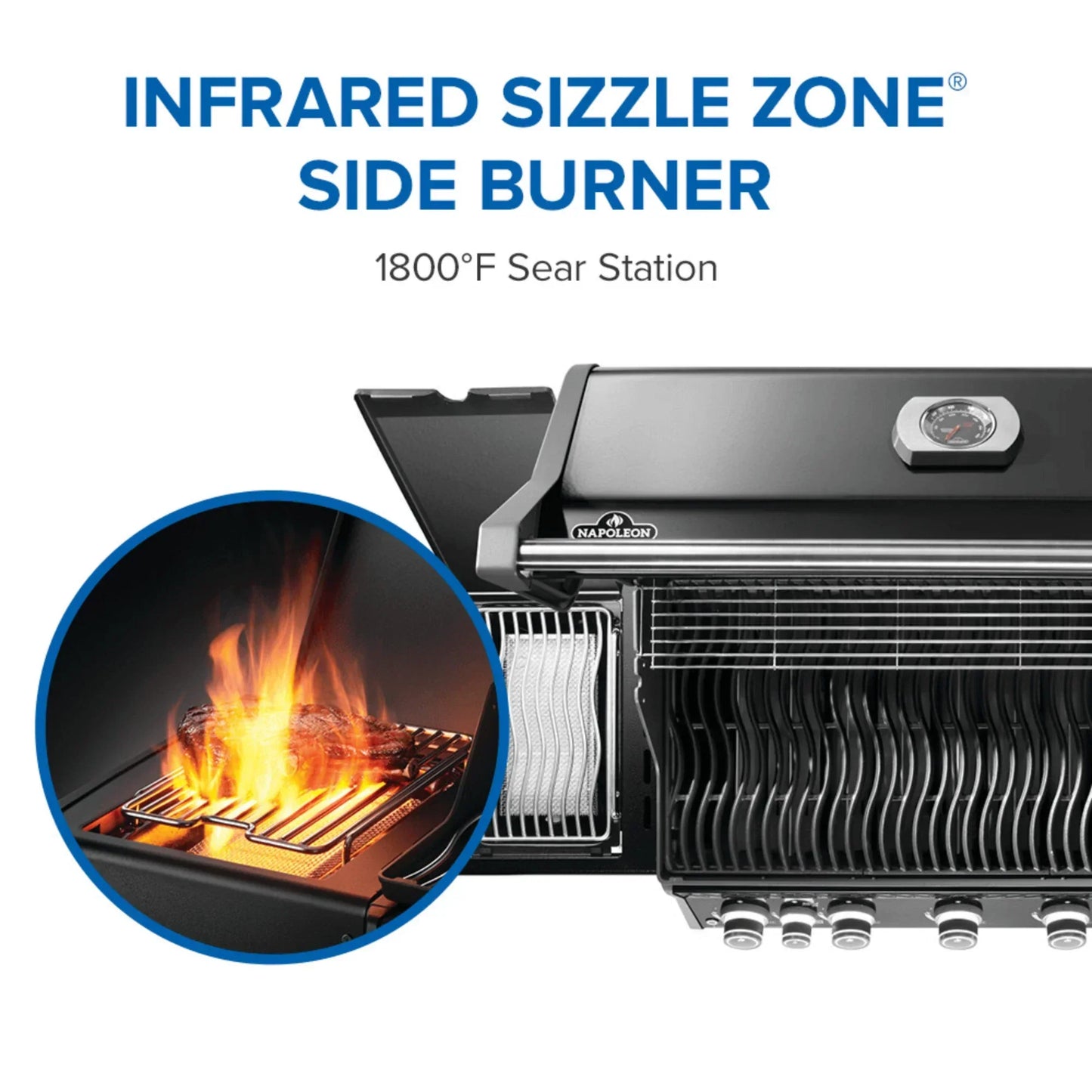 Napoleon Rogue PRO 625 SIB Black Freestanding Gas Grill w/ Infrared Side Burner