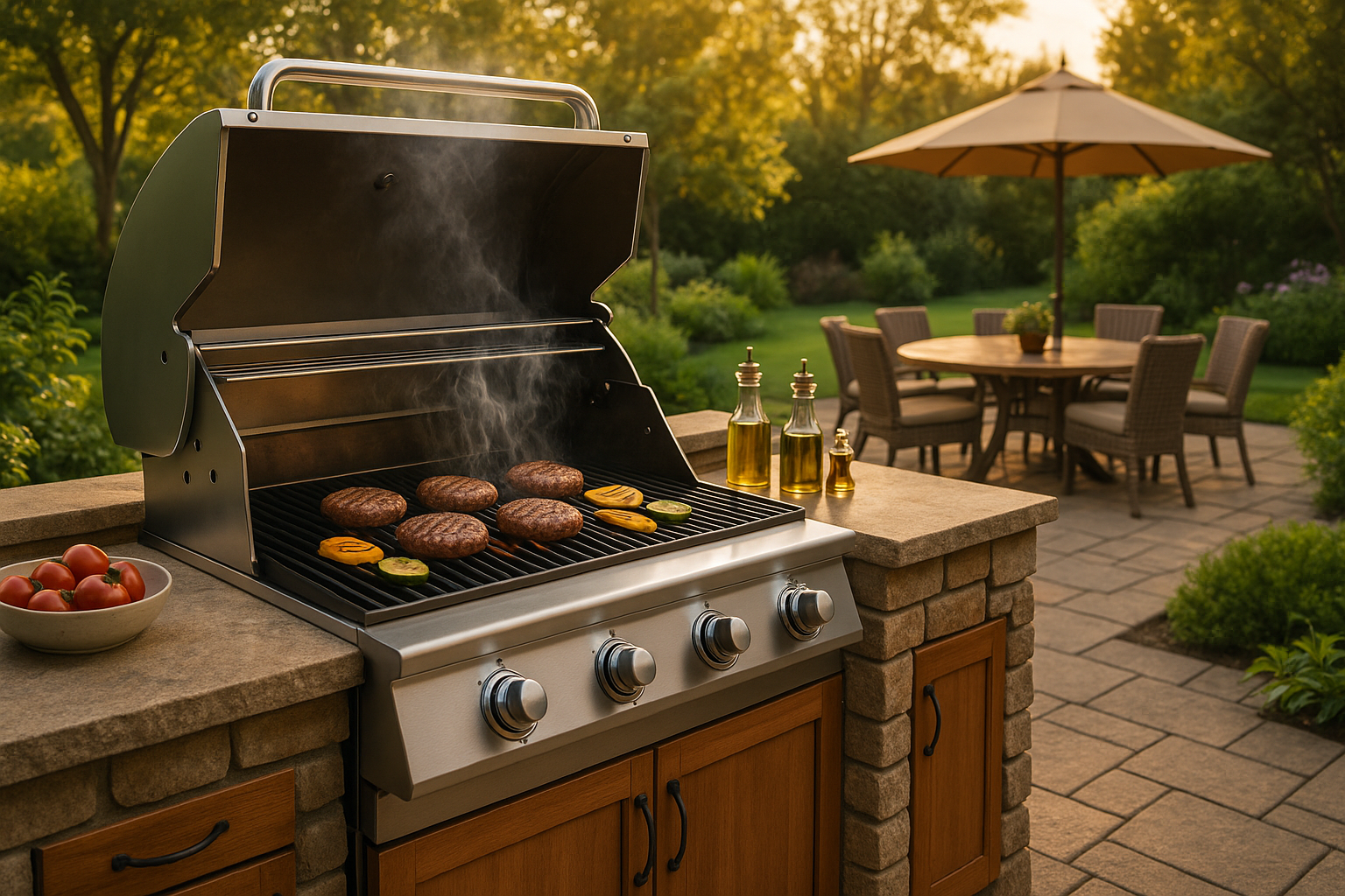 outdoor kitchen bbq banner , real