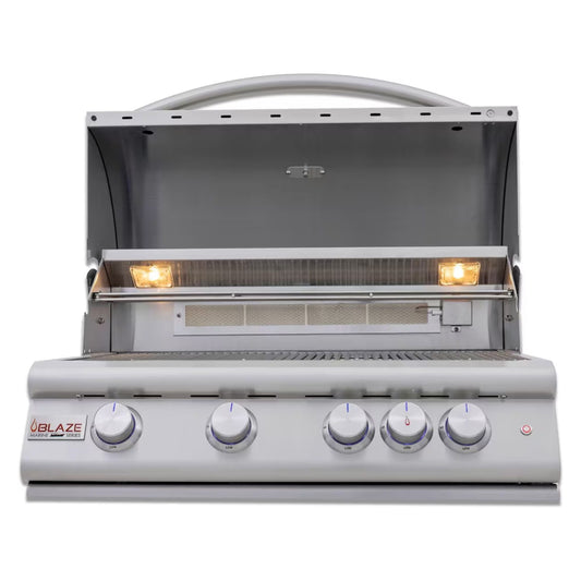 Blaze Premium LTE+ Marine Grade 32-Inch Built-in Gas Grill w/ Lift-Assist Hood & Rear Infrared Burner